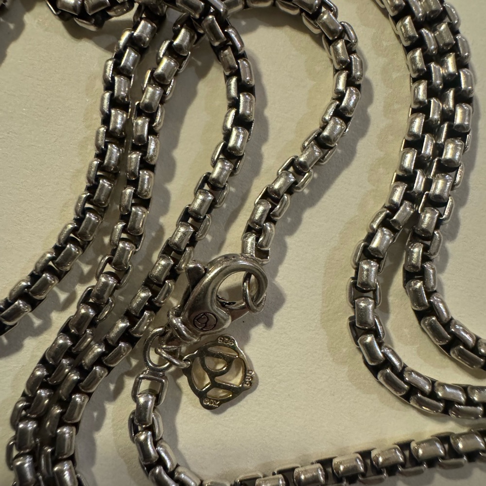David Yurman Sterling Box Chain 72" Necklace with 14K Yellow Gold Charm 103.8g - Picture 3 of 8